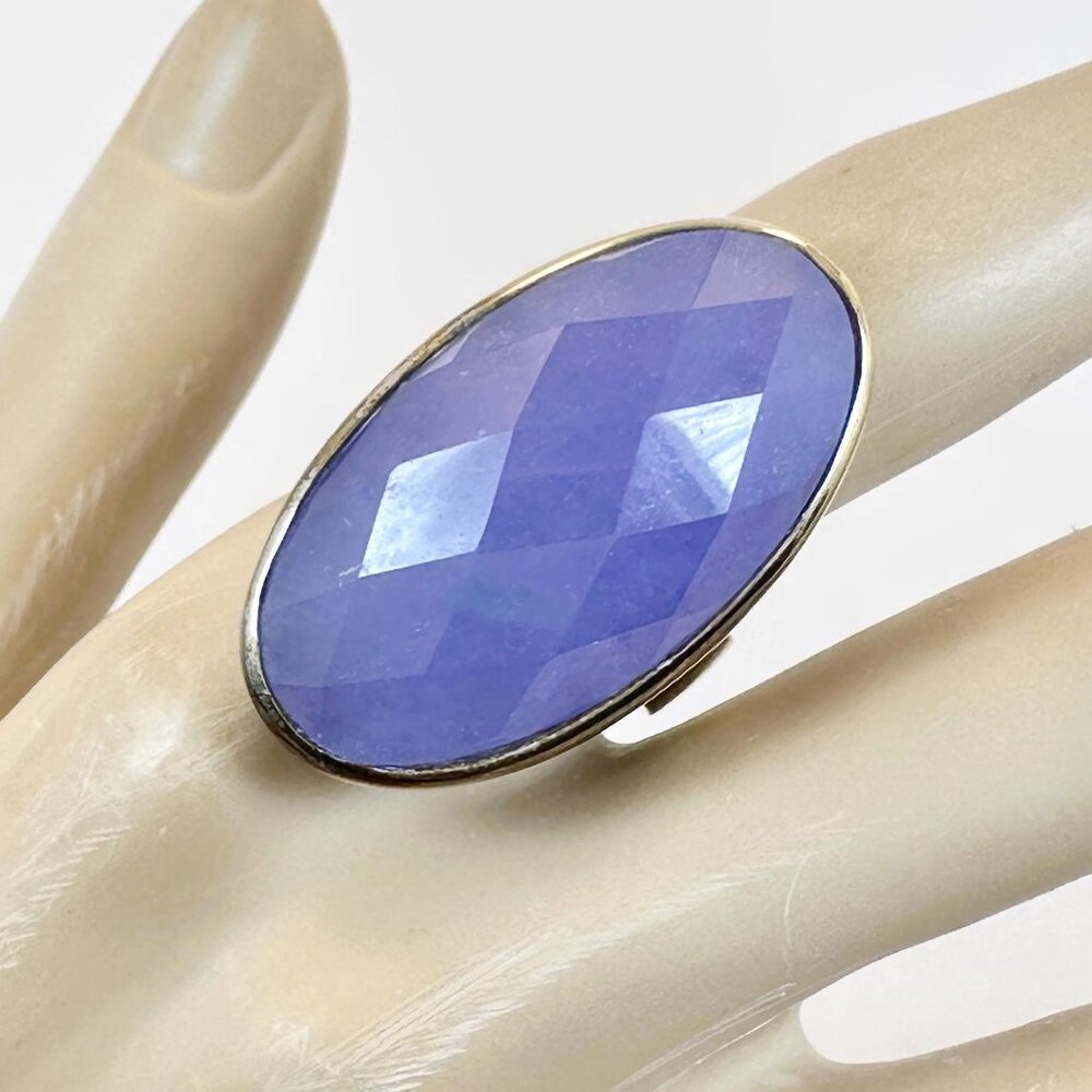 Jade Ring Lavender Purple Sterling Silver Vintage: Faceted Statement Large